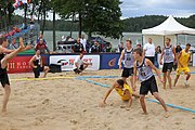 Deutsch: Beachhandball Europameisterschaften 2019 (Beach handball Euro); Tag 2: 3. Juli 2019 – Männer, Vorrunde Gruppe A, Deutschland-Norwegen 2:0 (20:18, 28:12) English: Beach handball Euro; Day 2: 3 July 2019 – Women Preliminary Round Group A – Men Preliminary Round Group A – Germany-Norway 2:0 (20:18, 28:12)