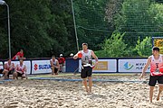 Deutsch: Beachhandball Europameisterschaften 2019 (Beach handball Euro); Tag 1: 2. Juli 2019 – Männer, Vorrunde Gruppe C, Schweiz-Ukraine 2:1 (22:23, 17:14, 9:6) English: Beach handball Euro; Day 1: 2 July 2019 – Men Preliminary Round Group C – Switzerland-Ukraine 2:1 (22:23, 17:14, 9:6)