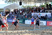 Deutsch: Beachhandball Europameisterschaften 2019 (Beach handball Euro); Tag 4: 5. Juli 2019 – Männer, Viertelfinale, Russland-Polen 2:0 (30:22, 19:18) English: Beach handball Euro; Day 4: 5 July 2019 – Quarter Final Men – Russia-Poland 2:0 (30:22, 19:18)