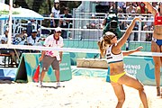 Deutsch: Beachvolleyball bei den Olympischen Jugendspielen 2018; Tag 9, 15. Oktober 2018; Mädchen, Viertelfinale: Puerto Rico-Russland 0–2 (12–21/10–21) English: Beach volleyball at the 2018 Summer Youth Olympics at 15 October 2018 – Girls Quarterfinals: Puerto Rico-Russia 0–2 (12–21/10–21)