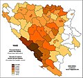 Hrvati (nijanse narančaste boje) po srezovima 1948. godine
