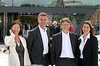 Norwegian Prime Minister Jens Stoltenberg (second left) and his wife Ingrid Schulerud (left), meet with Bill Gates (second right) and his wife Melinda Gates (right) at the visit to the Oslo Opera House, on 3 June 2009. Bill og Melinda Gates 2009-06-03 (bilde 05).JPG