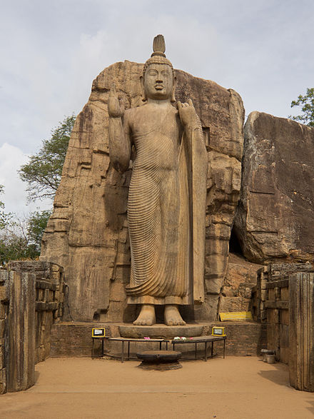 Avukana Buddha statue, 5th century, technically a rock relief