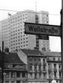 Old buildings on Wallstraße awaiting demolition in 1969, new residential tower blocks in background