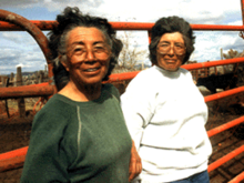 Sisters Mary Dann and Carrie Dann on their ranch in Crescent Valley, Nevada 1992 Carrie&MaryDann.png