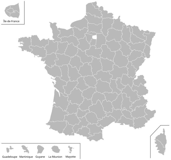 carte de france par departement vierge File:Carte vierge départements français avec DOM.svg   Wikimedia 