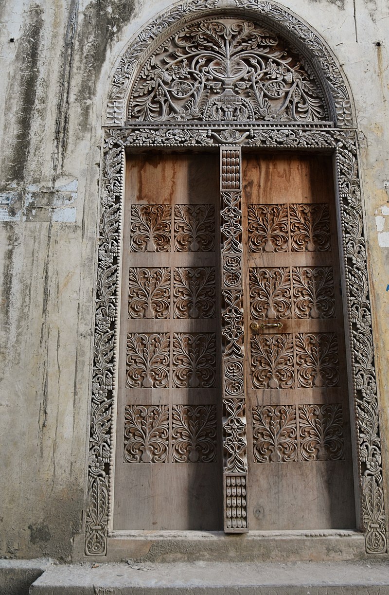 Carved Wooden Doors of Stone Town, Zanzibar Stock Image - Image of front,  doors: 171036855
