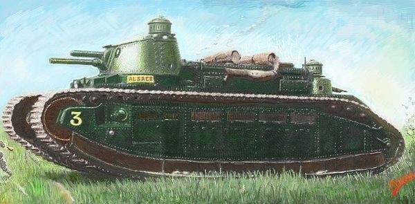 Painting of Char 2C Alsace