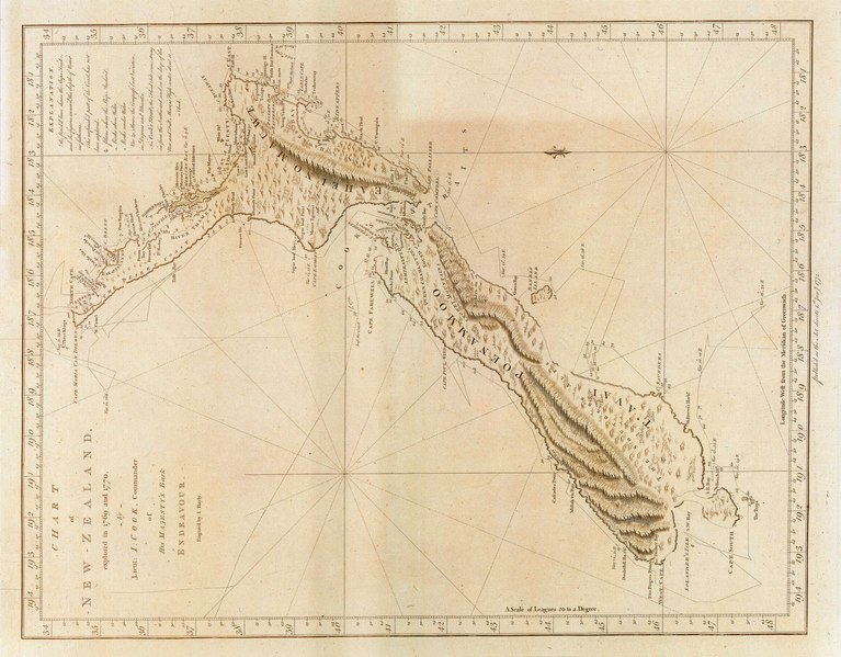 File:Chart of New Zealand, explored in 1769 and 1770 by Lieut. I- Cook,Commander of His Majesty's Bark Endeavour. RMG D9254.tiff