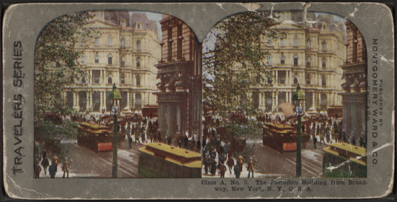 File:Class A, No. 5. The post office building from Broadway, New York, N.Y., U.S.A, from Robert N. Dennis collection of stereoscopic views.png