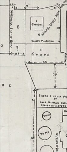 Thumbnail for File:Custodianship of Shahidganj in colonial Lahore - Mosque and Mandir or Gurdwara on the 1928 Plan.jpg