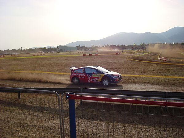 Dani Sordo driving on the first super special stage.