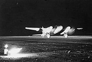 De Havilland Mosquitoat night takeoff.jpg