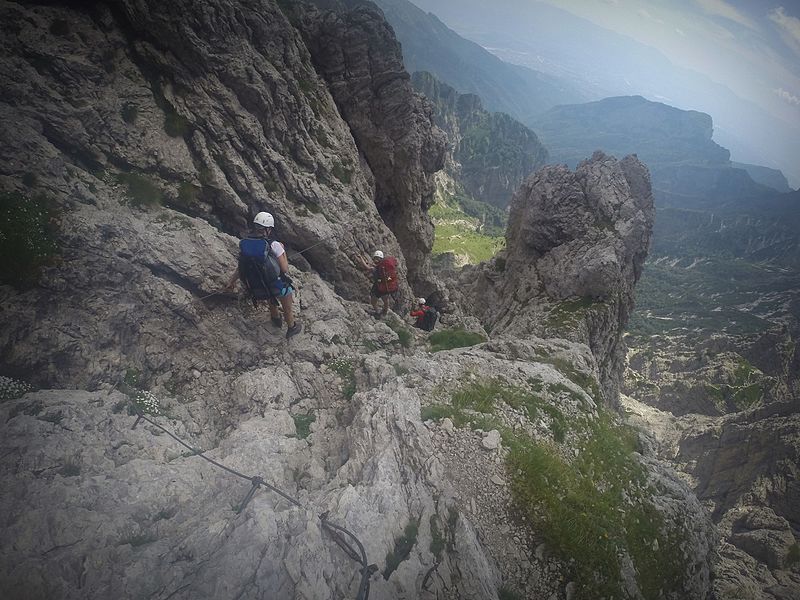 File:Descent from Mount Schiara to the south via Via Ferrata Marmol.jpg