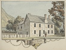 Y Plas, the medieval manor house of the Lords of Mawddwy, seen in 1780