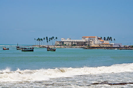 Photo of Elmina Castle (aka Castle of St. George’s) in the Central Region of Ghana, taken from the beach.