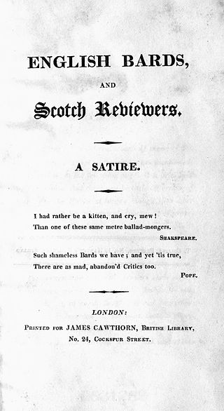 <i>English Bards and Scotch Reviewers</i> 1809 satirical poem penned by Lord Byron