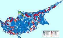Ethnic map of Cyprus according to the 1960 census Ethnographic distribution in Cyprus 1960.jpg