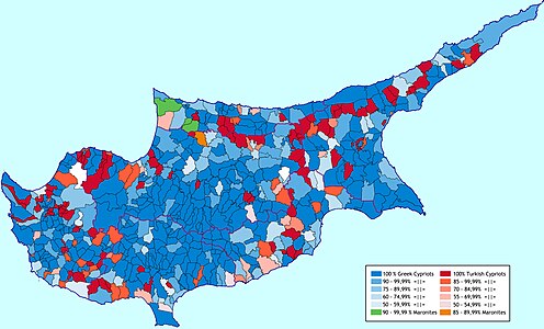 Etnische samenstelling van Cyprus door gemeenschappen volgens de volkstelling van 1960