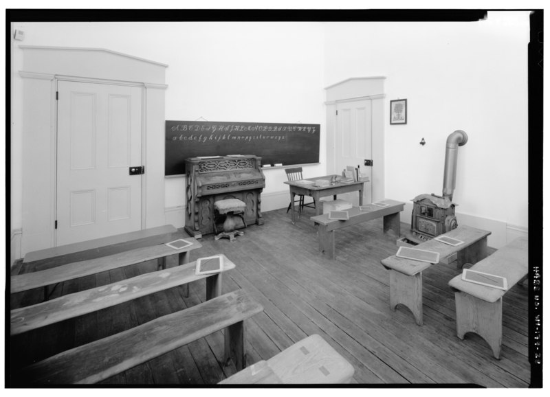 File:FIRST FLOOR INTERIOR VIEW FROM SOUTHWEST TO NORTHEAST IN THE SOUTHWEST (SCHOOL) ROOM - Paymaster's Quarters, Harpers Ferry, Jefferson County, WV HABS WVA,19-HARF,14-28.tif