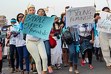 A group of women advocating for feminist on the street in Accra, Ghana Feminist advocacy.jpg