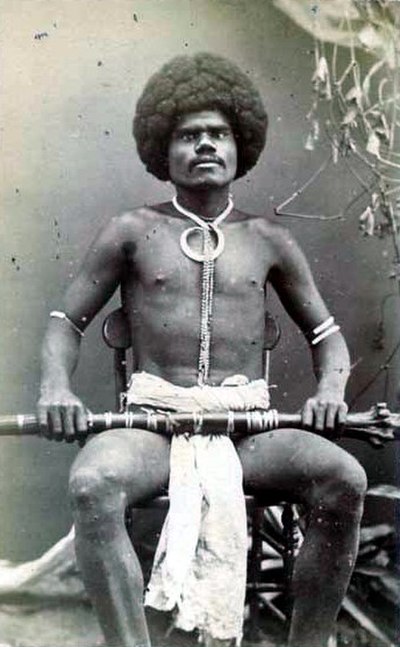 A Fijian mountain warrior, photograph by Francis Herbert Dufty, 1870s.