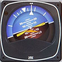 Command bars in yellow and the aircraft symbol in orange, indicating a level bank angle and pitch up input is required. FlightDirector4.jpg