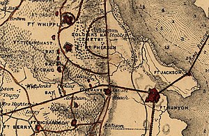 Map of Fort Craig and surrounding area including Fort Albany (1865) Fort Craig VA Map.jpg