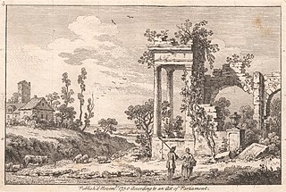 Classical Landscape with Cattle, traveller and woman (set of 6)
