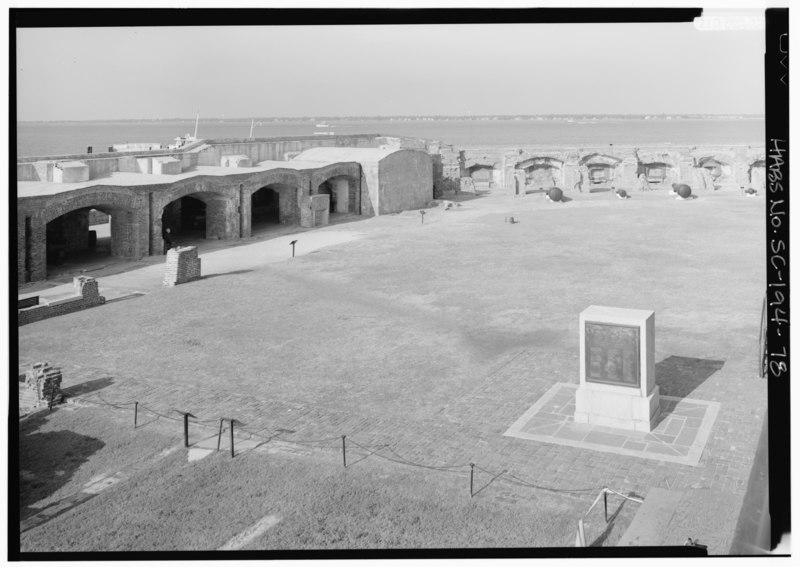File:GENERAL VIEW FROM THE SOUTH END ATOP OF THE BATTERY HUGER. NORTHWEST TO THE LEFT SHOULDER ANGLE. - Fort Sumter, Charleston, Charleston County, SC HABS SC,10-CHAR.V,3-78.tif