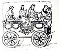 English: Rheda, a Gallic four-wheel carriage. Čeština: Rheda, galský čtyřkolý vůz.