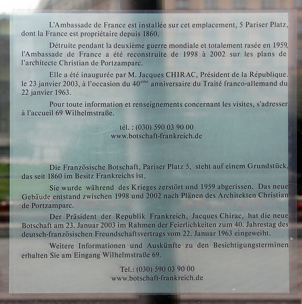 File:Gedenktafel Pariser Platz 5 (Mitte) Botschaft Frankreich.jpg