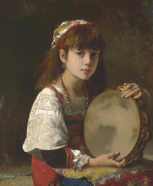 File:Girl with tambourine (unknown date), by Alexei Harlamov.jpg