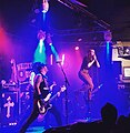 Goolsby high atop the Levitation Station at the Whisky a Go Go in Los Angeles, October 2018