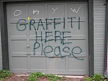 A request for art, or an act of vandalism? The question if graffiti constitutes one or the other has become a topic of debate in Toronto. Graffiti Here Please.jpg