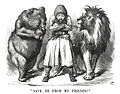 Image 41Political cartoon depicting the Afghan Emir Sher Ali with the rival "friends" the Russian Bear and British Lion (1878) (from History of Asia)