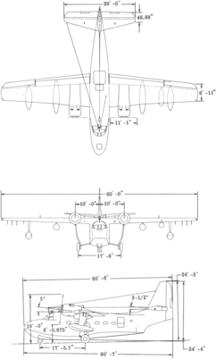 3-view line drawing of the Grumman SA-16A Albatross