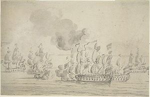 HMS Kingfisher в бою против семи алжирских пиратов. Виллем ван де Вельде Старший