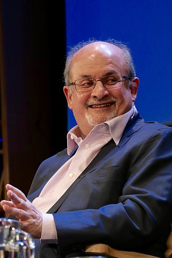 Sir Salman Rushdie at the 2016 Hay Festival, the UK's largest annual literary festival