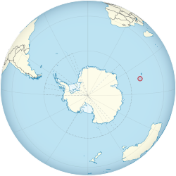 Heard Island and McDonald Islands on the globe (Antarctica centered).svg