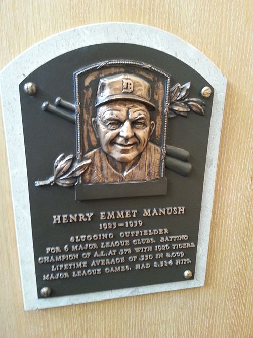 Manush's plaque at the Baseball Hall of Fame