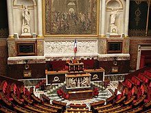 Photographie de l'hémicycle de l'Assemblée nationale française