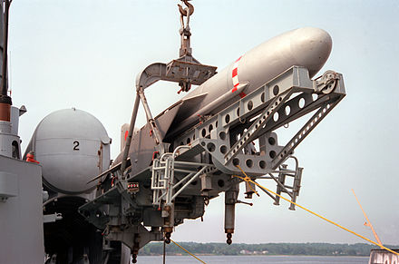 P-15 unloaded from missile tube aboard the USNS Hiddensee