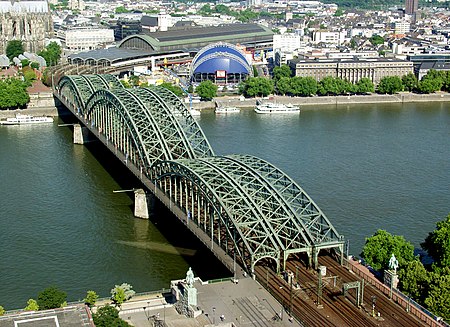 Hohenzollernbrücke Köln von oben