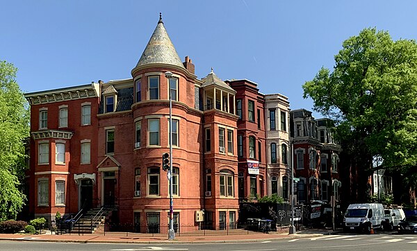 Row houses on the northeast corner of Logan Circle, including the former residence (corner building) of writer Ambrose Bierce
