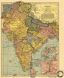 A map of the British Empire in India, printed by Dodd, Mead & Co., from 1903 Inde.jpg