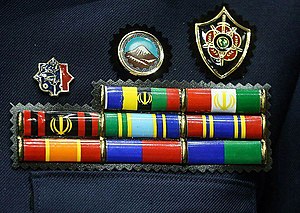 Ribbon bars, badges and medals of an Iranian General. Iranian military ribbon bars.jpg
