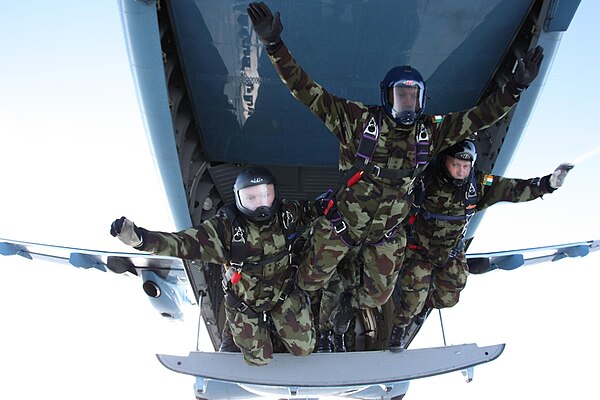 Irish Defence Forces parachutists exiting from a CN-235, December 2013