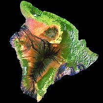 Landsat satellite mosaic photo of the island of Hawaii