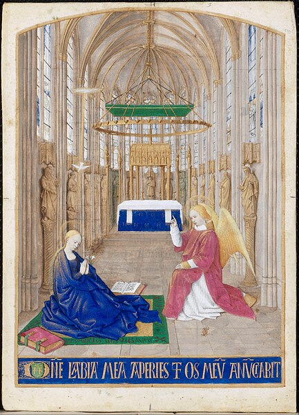 File:Jean Fouquet - Heures d'Etienne Chevalier, n° 204 - L'Annonciation - Google Art Project.jpg